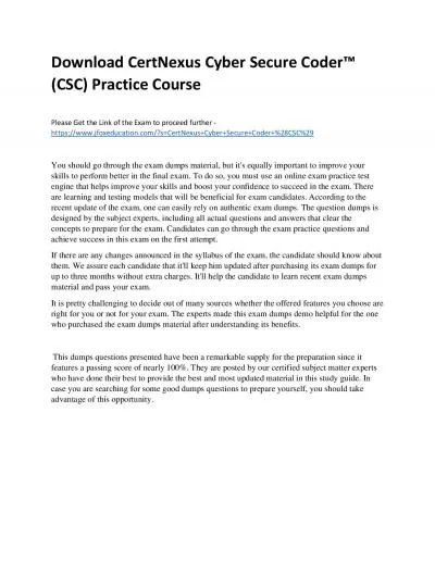 Download CertNexus Cyber Secure Coder™ (CSC) Practice Course