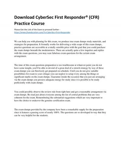 Download CyberSec First Responder® (CFR) Practice Course