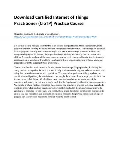 Download Certified Internet of Things Practitioner (CIoTP) Practice Course