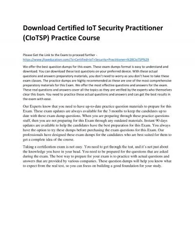 Download Certified IoT Security Practitioner (CIoTSP) Practice Course