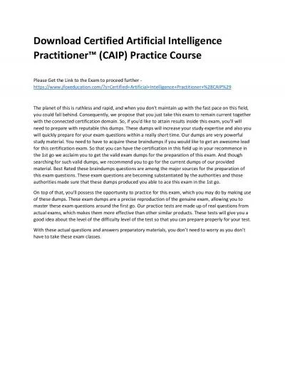 Download Certified Artificial Intelligence Practitioner™ (CAIP) Practice Course