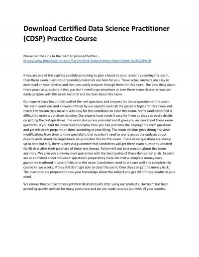 Download Certified Data Science Practitioner (CDSP) Practice Course