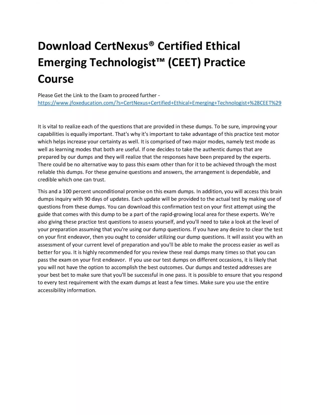 PDF-Download CertNexus® Certified Ethical Emerging Technologist™ (CEET) Practice Course