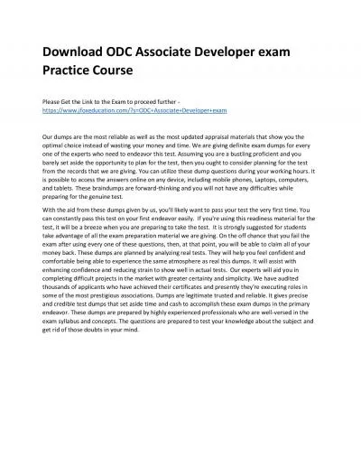 Download ODC Associate Developer exam Practice Course