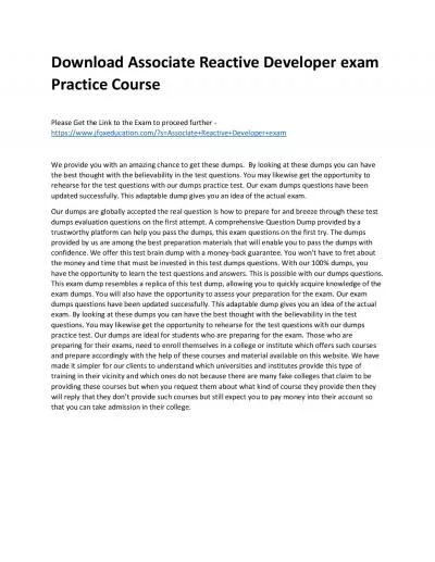 Download Associate Reactive Developer exam Practice Course