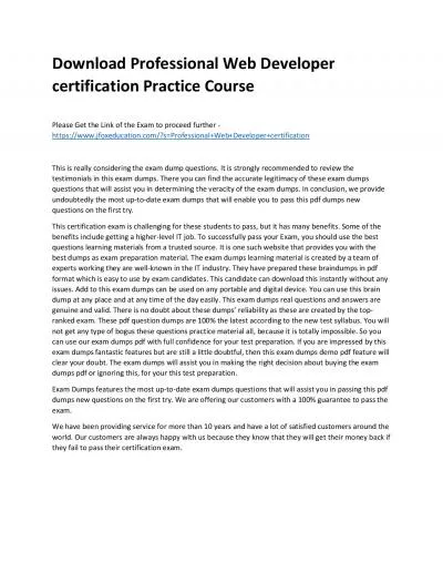 Download Professional Web Developer certification Practice Course