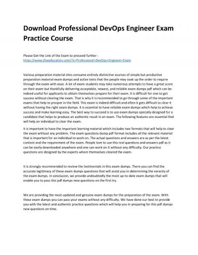 Download Professional DevOps Engineer Exam Practice Course