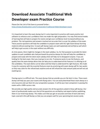 Download Associate Traditional Web Developer exam Practice Course