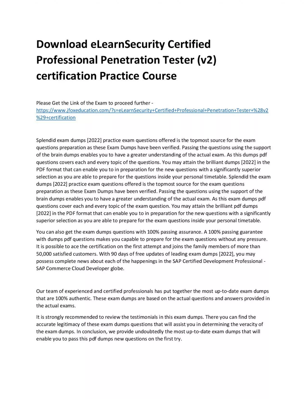 PDF-Download eLearnSecurity Certified Professional Penetration Tester (v2) certification Practice