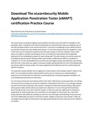 Download The eLearnSecurity Mobile Application Penetration Tester (eMAPT) certification Practice Course