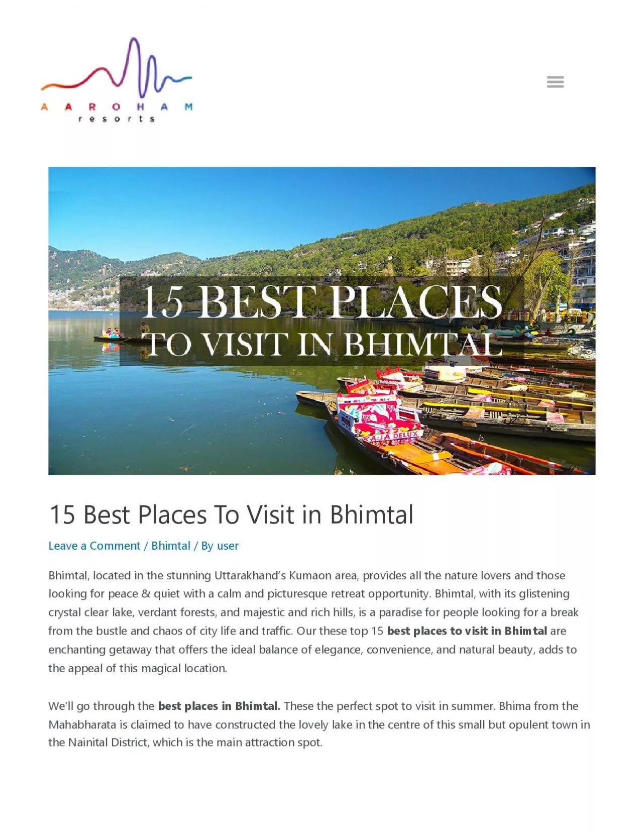 PDF-15 Best Places To Visit in Bhimtal