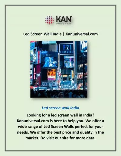 Led Screen Wall India | Kanuniversal.com