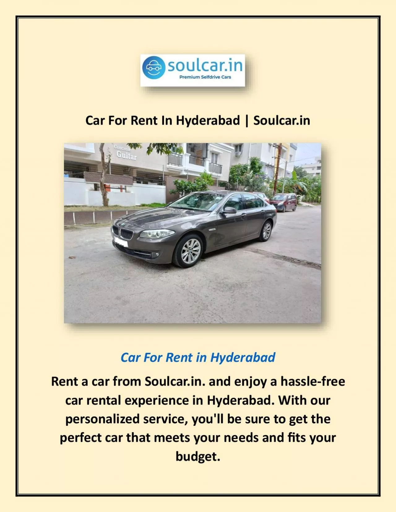 PDF-Car For Rent In Hyderabad | Soulcar.in