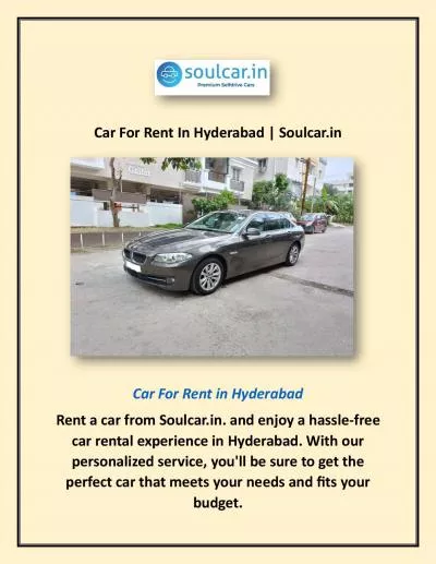 Car For Rent In Hyderabad | Soulcar.in