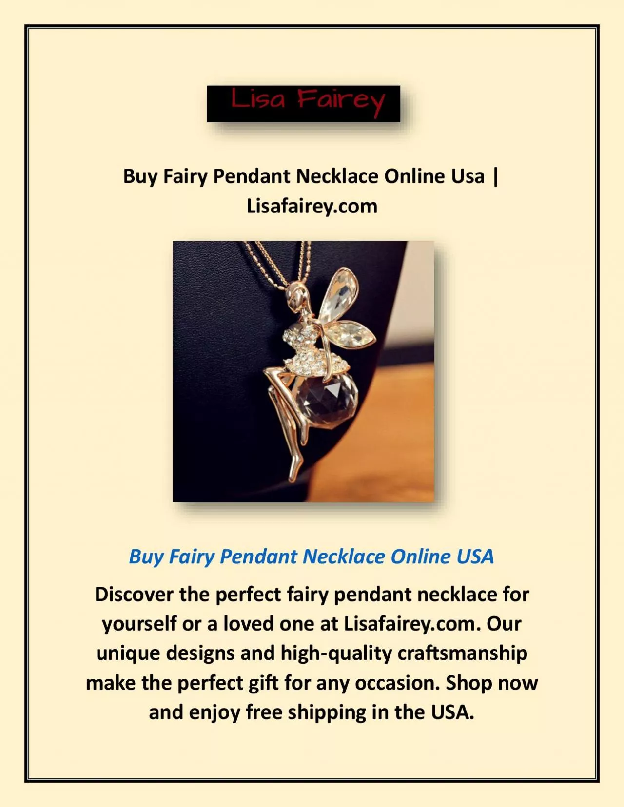 PDF-Buy Fairy Pendant Necklace Online Usa | Lisafairey.com