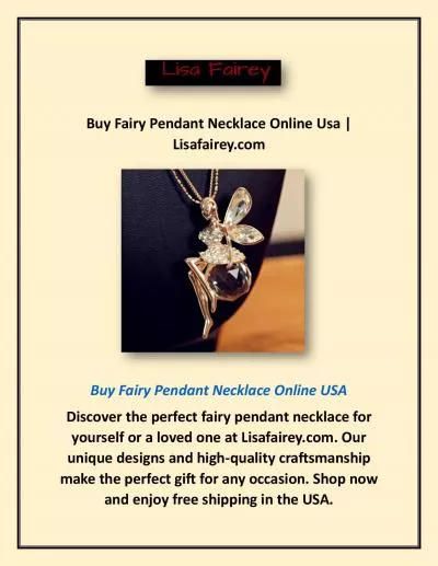 Buy Fairy Pendant Necklace Online Usa | Lisafairey.com