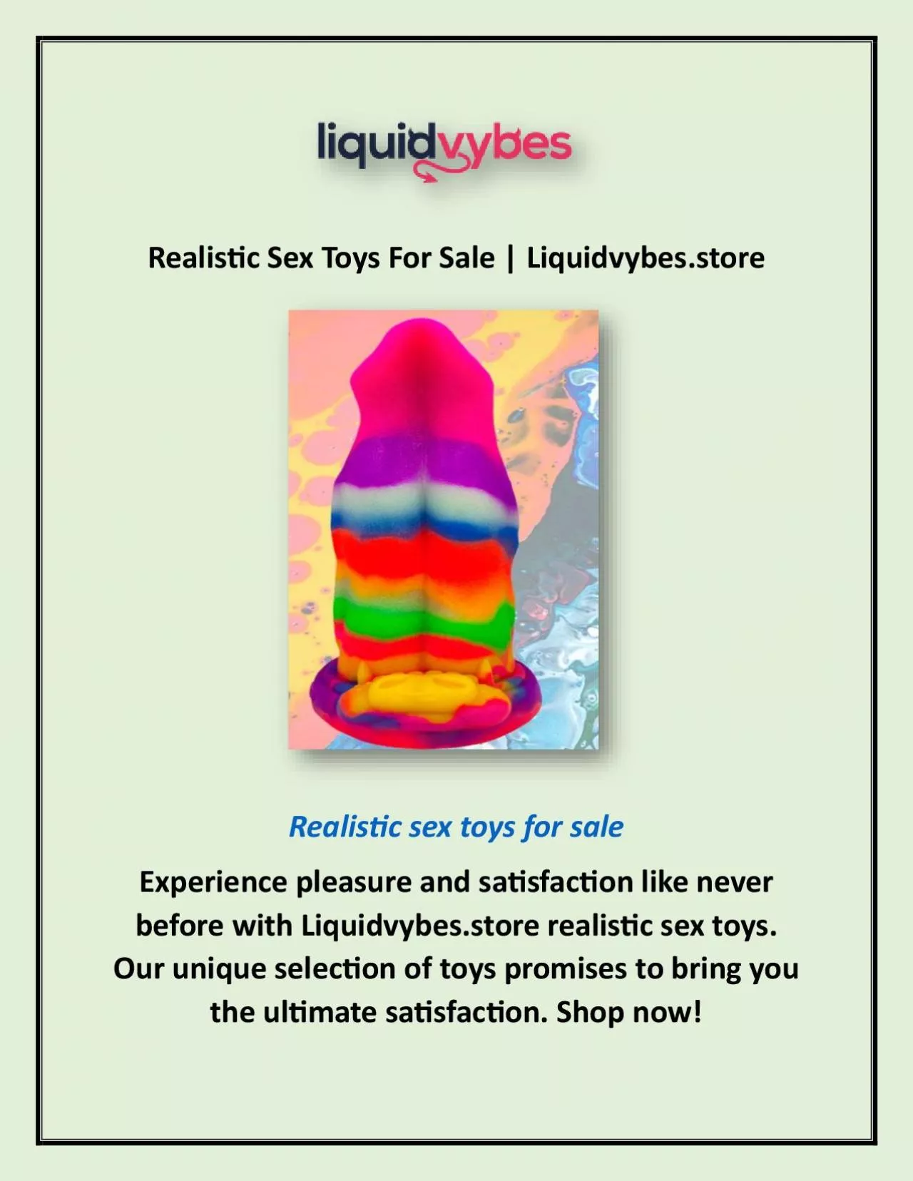 Realistic Sex Toys For Sale | Liquidvybes.store