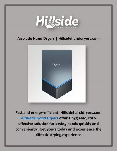 Airblade Hand Dryers | Hillsidehanddryers.com