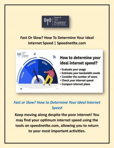 Fast Or Slow? How To Determine Your Ideal Internet Speed | Speednetlte.com