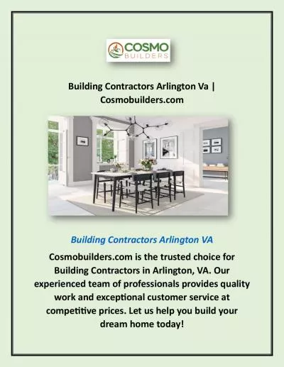 Building Contractors Arlington Va | Cosmobuilders.com