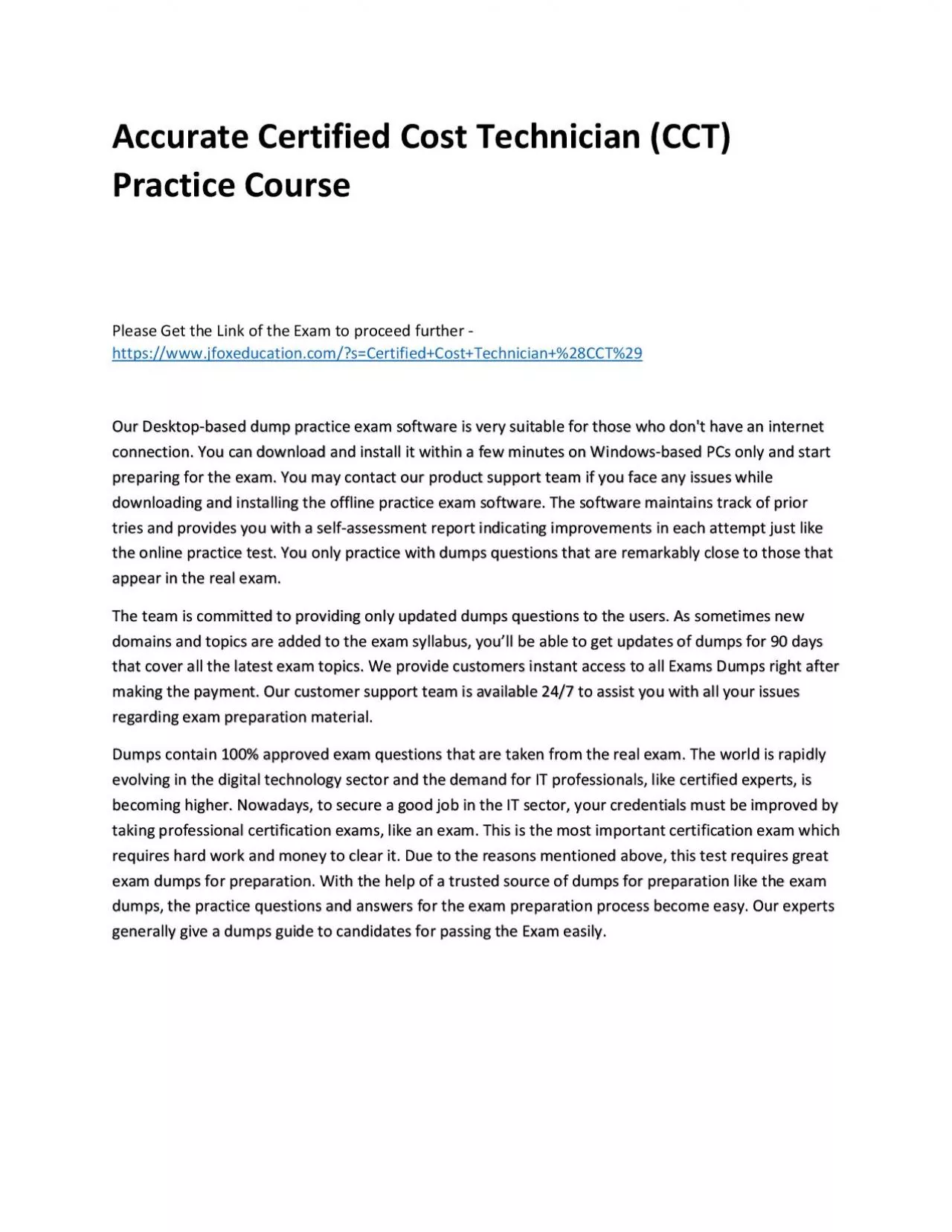 PDF-Accurate Certified Cost Technician (CCT) Practice Course