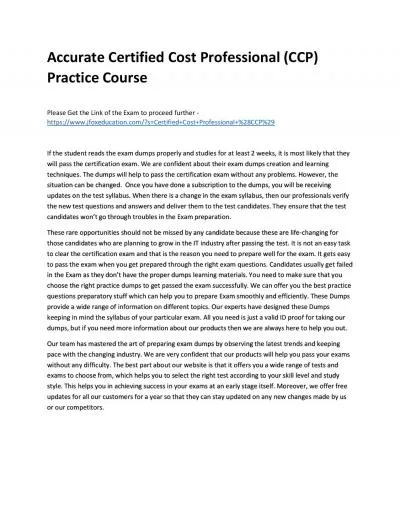 Accurate Certified Cost Professional (CCP) Practice Course