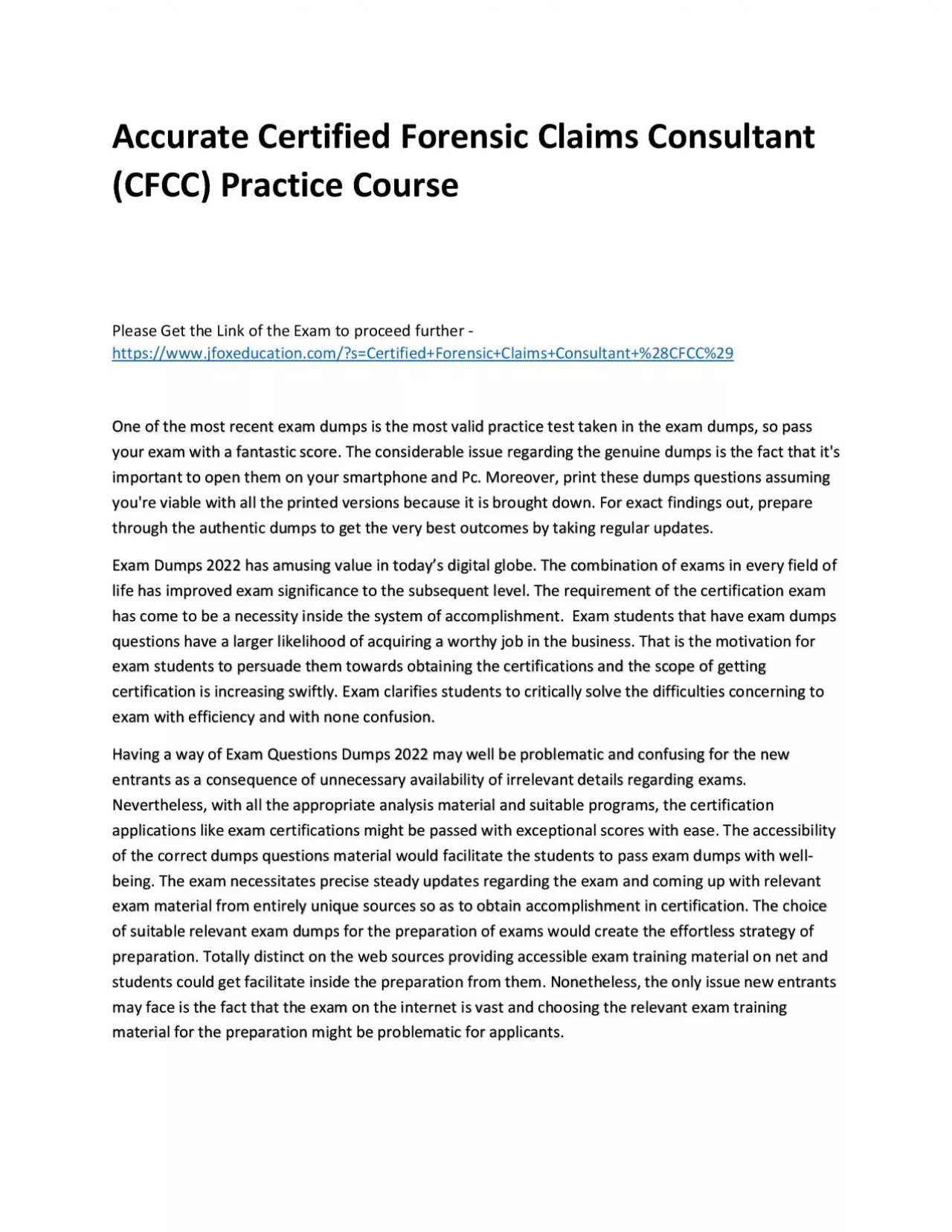 PDF-Accurate Certified Forensic Claims Consultant (CFCC) Practice Course