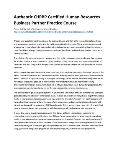 Authentic CHRBP Certified Human Resources Business Partner Practice Course