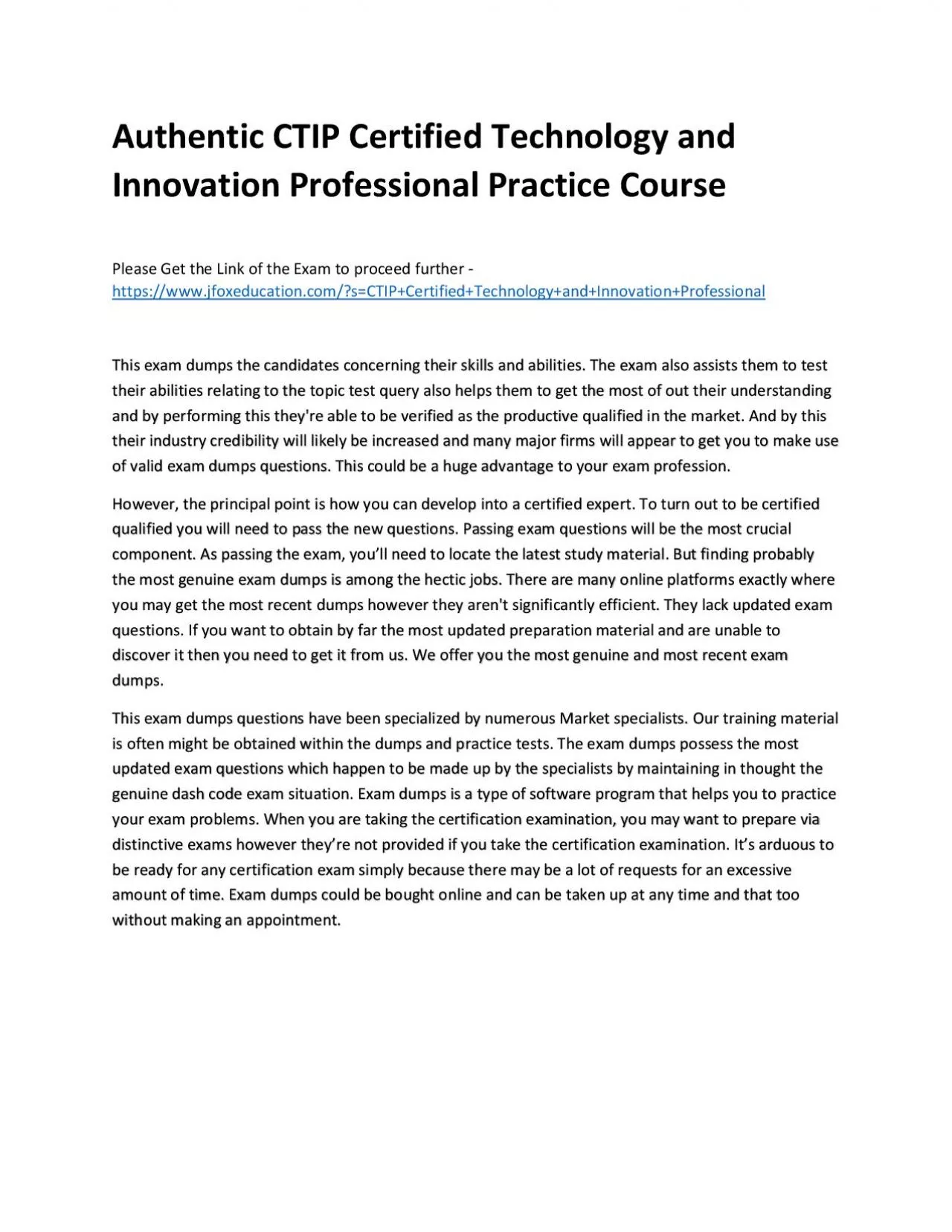 PDF-Authentic CTIP Certified Technology and Innovation Professional Practice Course