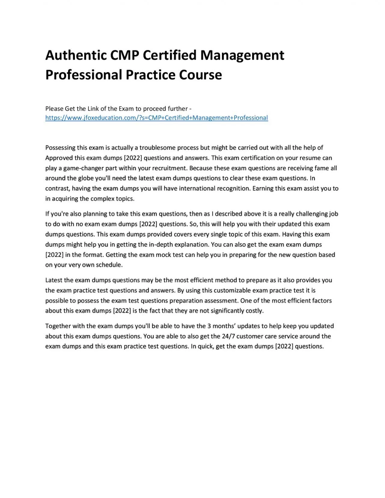 PDF-Authentic CMP Certified Management Professional Practice Course