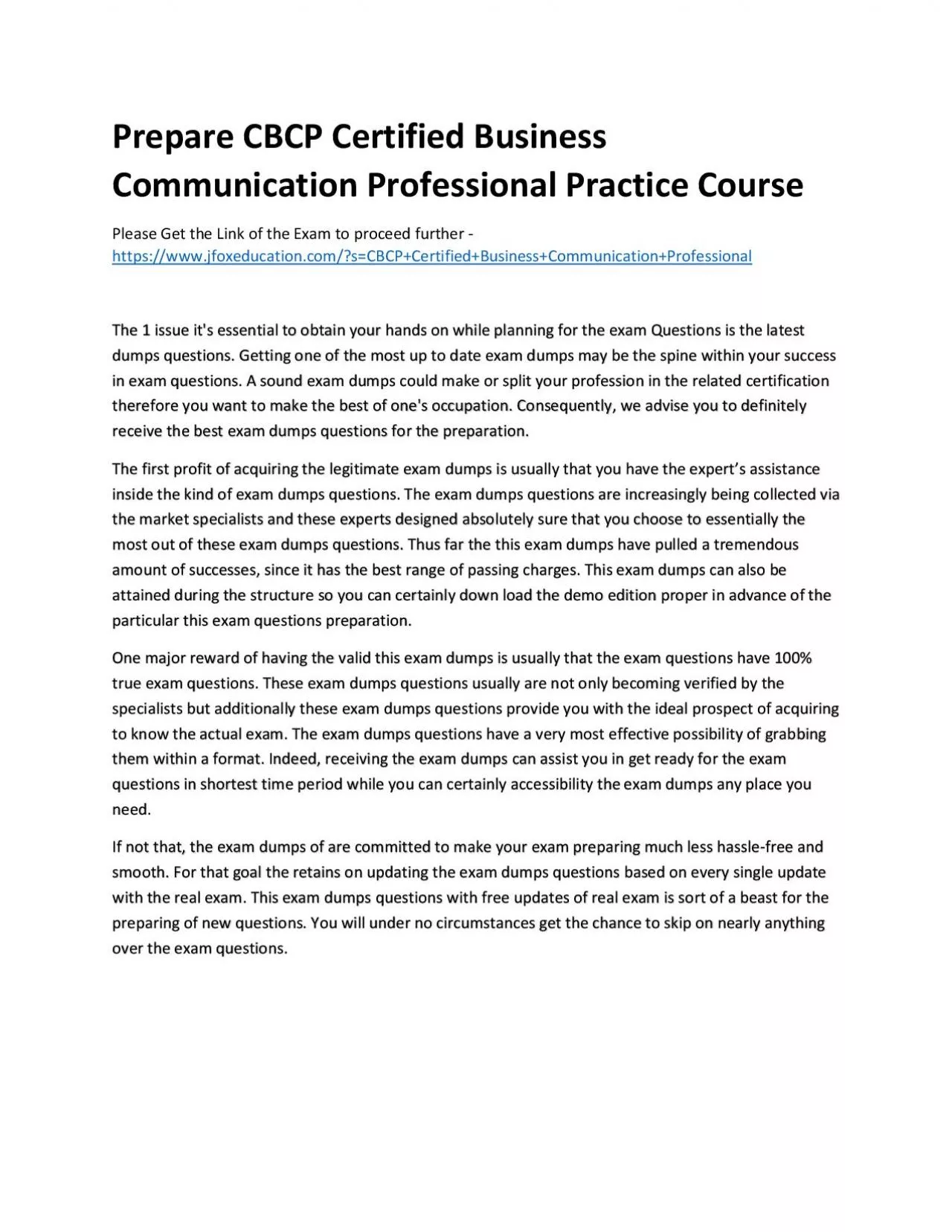 Prepare CBCP Certified Business Communication Professional Practice Course