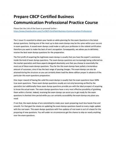 Prepare CBCP Certified Business Communication Professional Practice Course