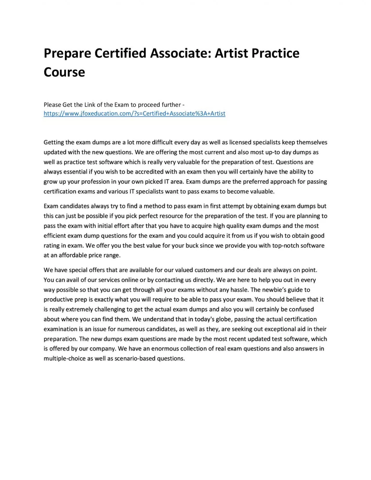 PDF-Prepare Certified Associate: Artist Practice Course