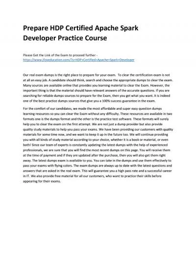 Prepare HDP Certified Apache Spark Developer Practice Course