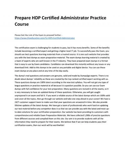 Prepare HDP Certified Administrator Practice Course