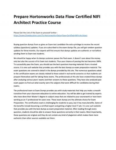 Prepare Hortonworks Data Flow Certified NIFI Architect Practice Course