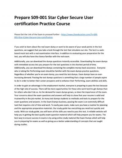 Prepare S09-001 Star Cyber Secure User certification Practice Course