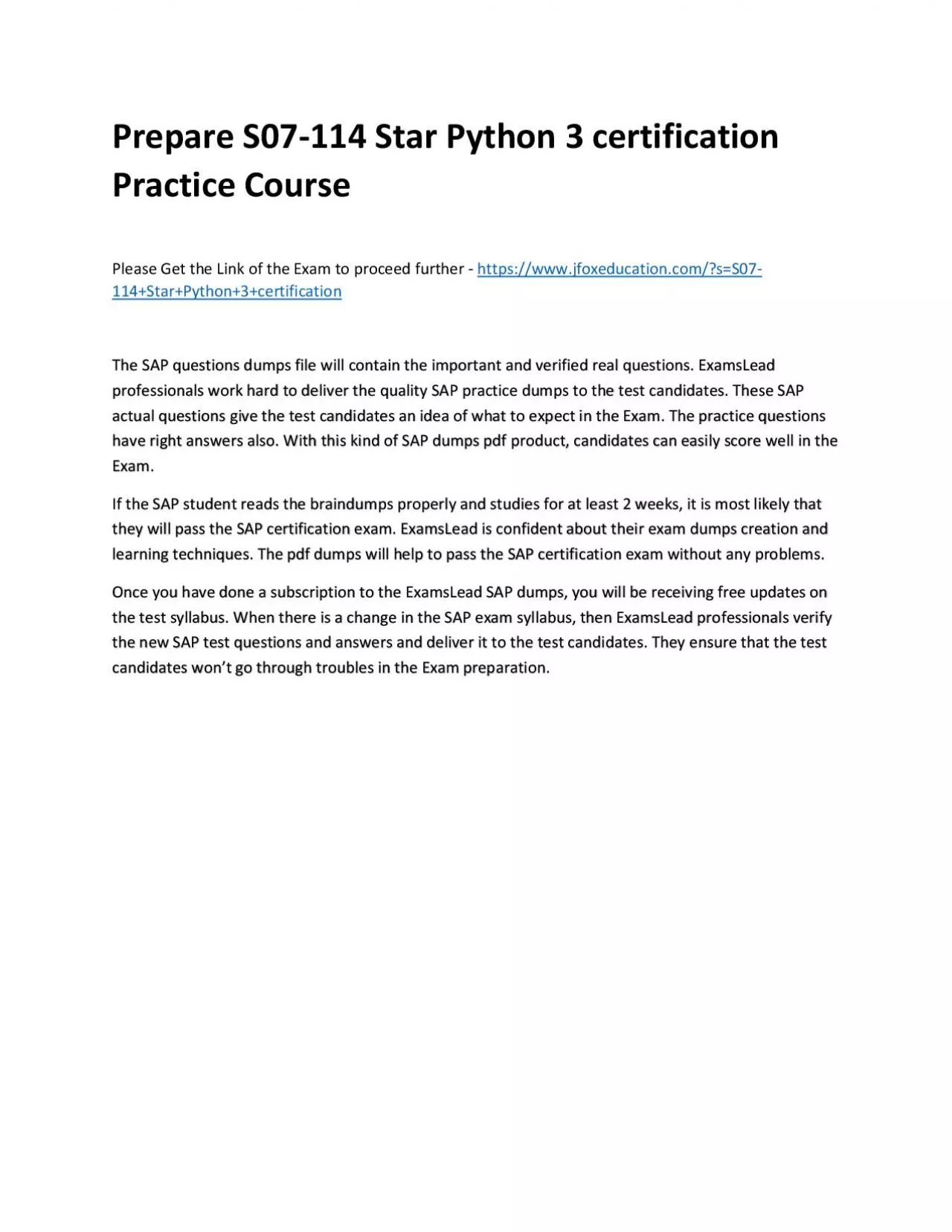 PDF-Prepare S07-114 Star Python 3 certification Practice Course