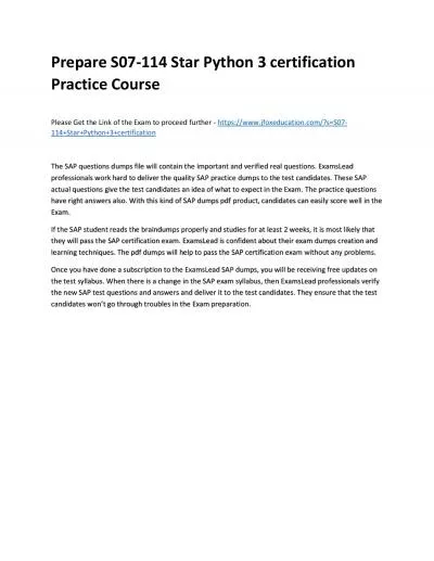 Prepare S07-114 Star Python 3 certification Practice Course