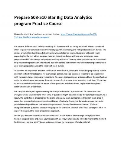 Prepare S08-510 Star Big Data Analytics program Practice Course