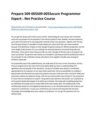 Prepare S09-005S09-005Secure Programmer Expert-. Net Practice Course