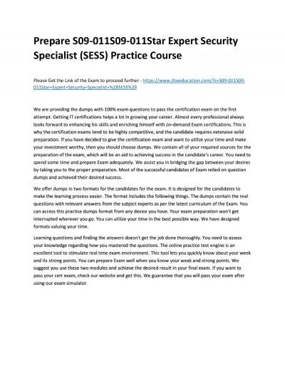 Prepare S09-011S09-011Star Expert Security Specialist (SESS) Practice Course