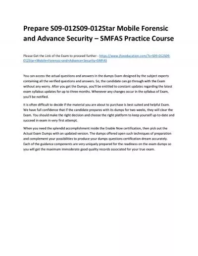Prepare S09-012S09-012Star Mobile Forensic and Advance Security – SMFAS Practice Course