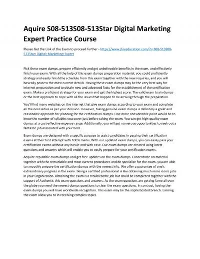 Aquire S08-513S08-513Star Digital Marketing Expert Practice Course