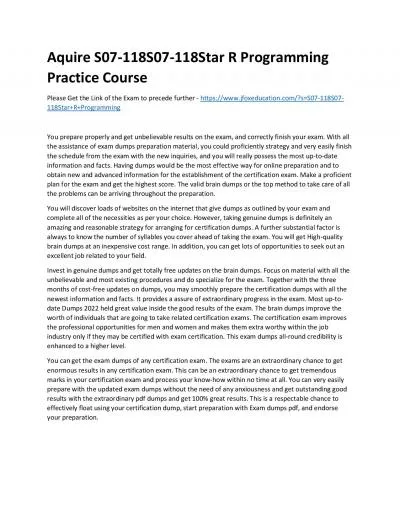 Aquire S07-118S07-118Star R Programming Practice Course