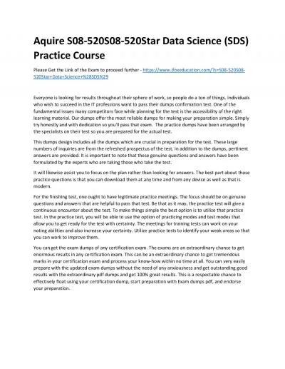 Aquire S08-520S08-520Star Data Science (SDS) Practice Course