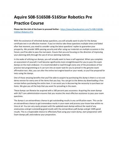Aquire S08-516S08-516Star Robotics Pre Practice Course