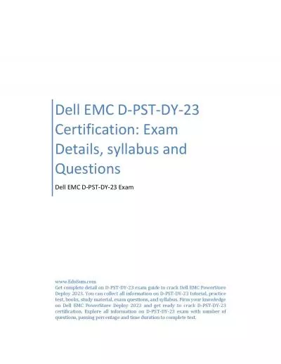 Dell EMC D-PST-DY-23 Certification: Exam Details, syllabus and Questions