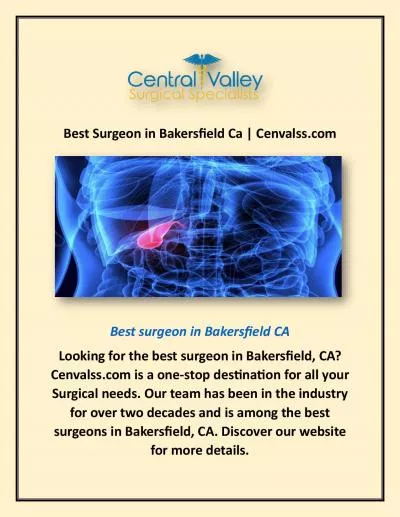 Best Surgeon in Bakersfield Ca | Cenvalss.com