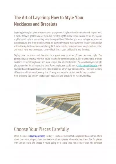 The Art of Layering How to Style Your Necklaces and Bracelets
